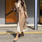 Notch-lapel Double-breasted Long Jacket