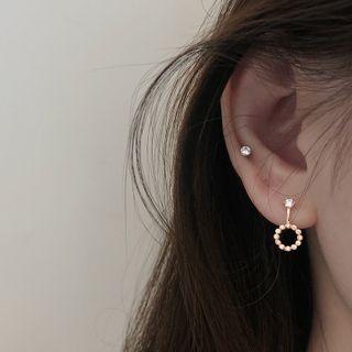 925 Sterling Silver Rhinestone Hoop Dangle Earring 1 Pair - 925 Silver - As Shown In Figure - One Size
