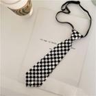 Checker Pre Tied Neck Tie 1 Pc - Black & White - One Size