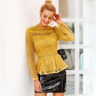 Long-sleeve Ruffle Hem Blouse