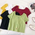 Single-breasted Square-neck Short-sleeve Top