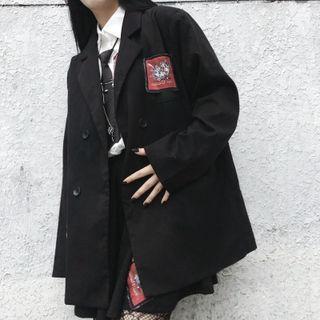 Patched Double-breasted Blazer