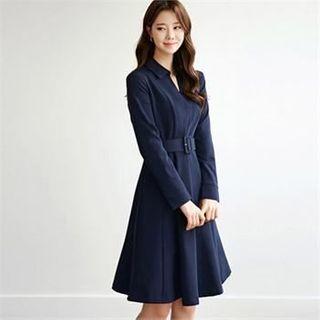 Open-placket Coatdress With Belt