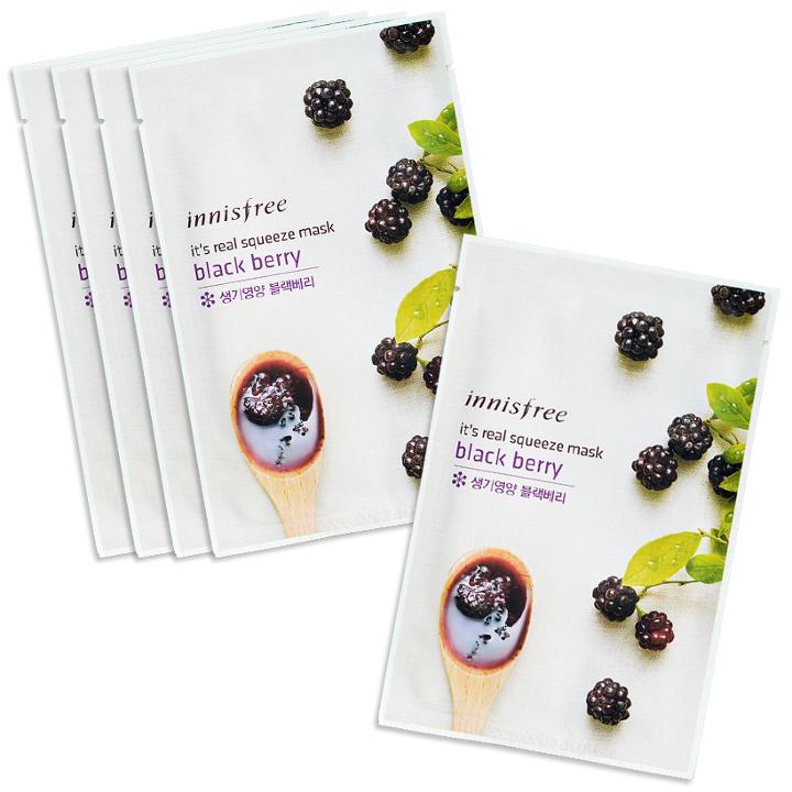 It's Real Squeeze Mask (black Berry) 5 Pcs