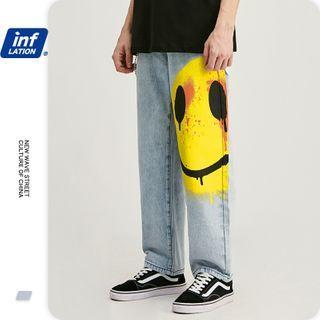 Smiley-face Straight-cut Jeans
