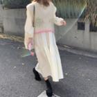Sweater Vest / Long-sleeve Midi A-line Dress