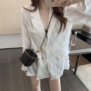 Fringed Trim Blazer As Shown In Figure - One Size