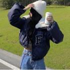 Fleece-collar Loose-fit Padded Coat
