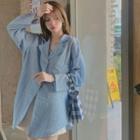 Open-collar Shirt Blue - One Size