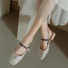 Low-heel Square Toe Lace Sandals