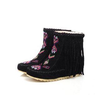 Fringed Embroidery Snow Boots