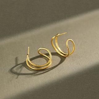 925 Sterling Silver Layered Half Hoop Earring