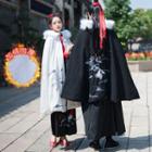 Couple Matching Crane Embroidered Cape