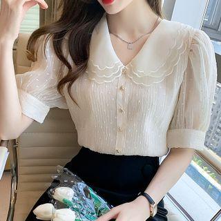 Short-sleeve Peter Pan Collar Chiffon Shirt