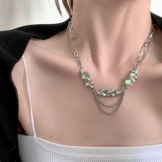Moonstone Layered Stainless Steel Choker