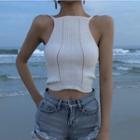 Open Back Knit Cami Top White - One Size