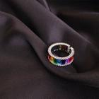 Rainbow Faux Crystal Open Ring 1 Pc - As Shown In Figure - One Size