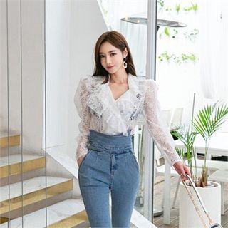 Mutton-sleeve Lace Blouse