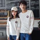 Couple Matching Embroidered Striped Pullover