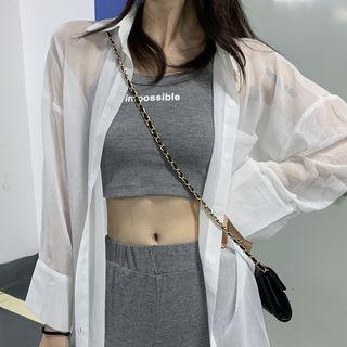 Plain Shirt / Cropped Tank Top / Harem Pants / Set