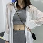 Plain Shirt / Cropped Tank Top / Harem Pants / Set