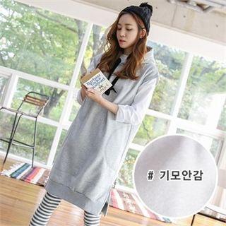 Hooded Sleeveless Brushed Fleece Lined Pullover Dress
