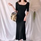 Set: Ribbed Mini Tank Dress + Cardigan