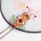 Faux Pearl Hair Pin 1 Pc - Red - One Size