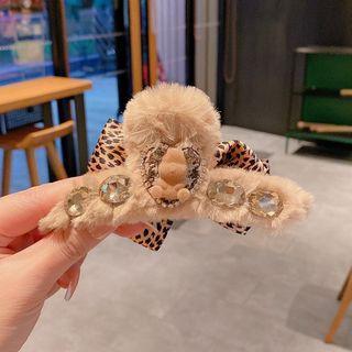 Bear Rhinestone Chenille Hair Clamp