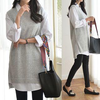 Dip-back Long Knit Vest