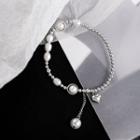 Faux Pearl Sterling Silver Bracelet Brs288 - Silver - One Size