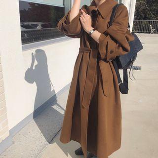 Tie Waist Single-breasted Midi Coat