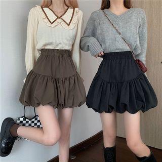 High Waist Tiered Mini A-line Bubble Skirt