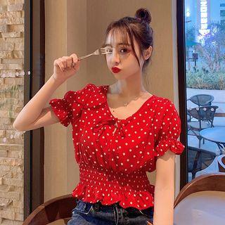 Dotted Short-sleeve Crop Top