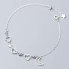 925 Sterling Silver Heart Moon & Star Bracelet Silver - One Size