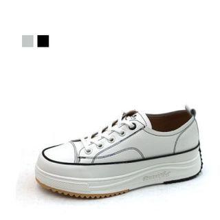 Cowhide Stitched Platform Sneakers
