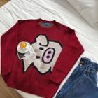 Pig Loose-fit Sweater Wine Red - One Size