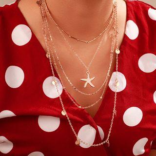 Star Pendant Layered Necklace 8882 - One Size