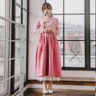 Set: Hanbok Top (floral / Rose Pink) + Skirt (maxi / Pink)
