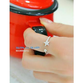 Rhinestone Star Silver Ring