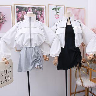 Set: Drawstring Tank Dress + Windbreaker