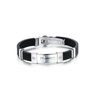 Simple Classic Cross Geometric Rectangular 316l Stainless Steel Silicone Bracelet Silver - One Size