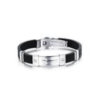Simple Classic Cross Geometric Rectangular 316l Stainless Steel Silicone Bracelet Silver - One Size