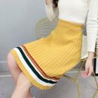 Contrast Trim Ribbed Knit Skirt