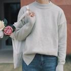 Plain Long-sleeve Crewneck Sweater