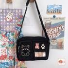 Bear Embroidered Pvc Panel Crossbody Bag / Bag Charm / Set