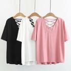 V-neck Cross Strap Short-sleeve T-shirt