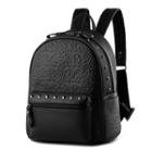 Studded Embossed Faux Leather Backpack