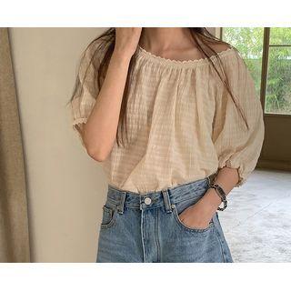 [dearest] Lace-trim Crinkled Blouse One Size