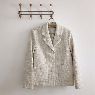Single-breasted Patch-pocket Tweed Blazer